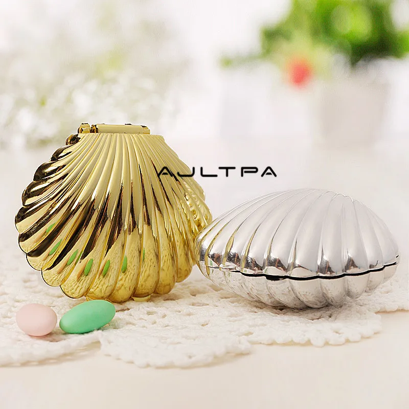 100Pcs Creative Shell Shaped Plastic Candy Box Wedding Christmas Party Decoration Gift Box
