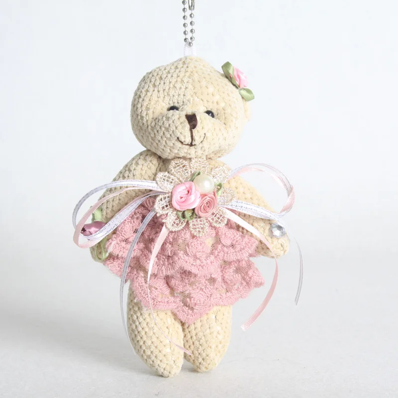 New Floral Lace Teddy Bear Plush Toys Small Jointed Bear Dolls Super Cute Soft Pineapple Bear Key Bag Pendant Toy 10pcslot 16cm (4)