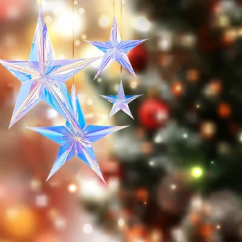 

Amawill Christmas Showcase Window Decoration Star Wedding Hanging Decoration Star Wire Garland Tinsel Rattan Christmas Tree Deco