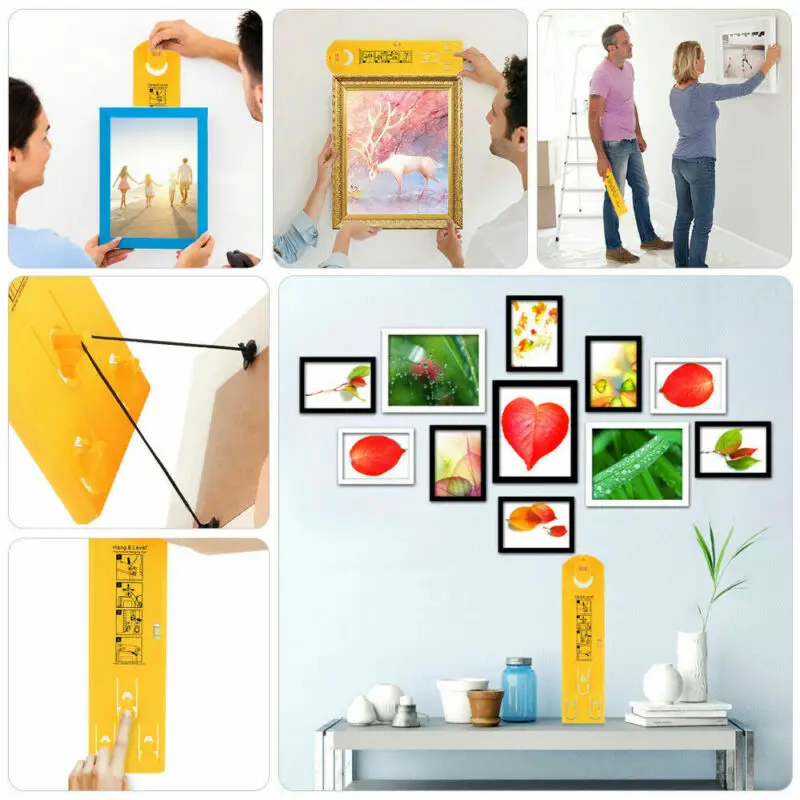 

Picture Hanging Tool Picture Frame Hanger DIY Hand Tool Multifunction Level Ruler Bubble Level Measuring Tool Easy Frame Hanger
