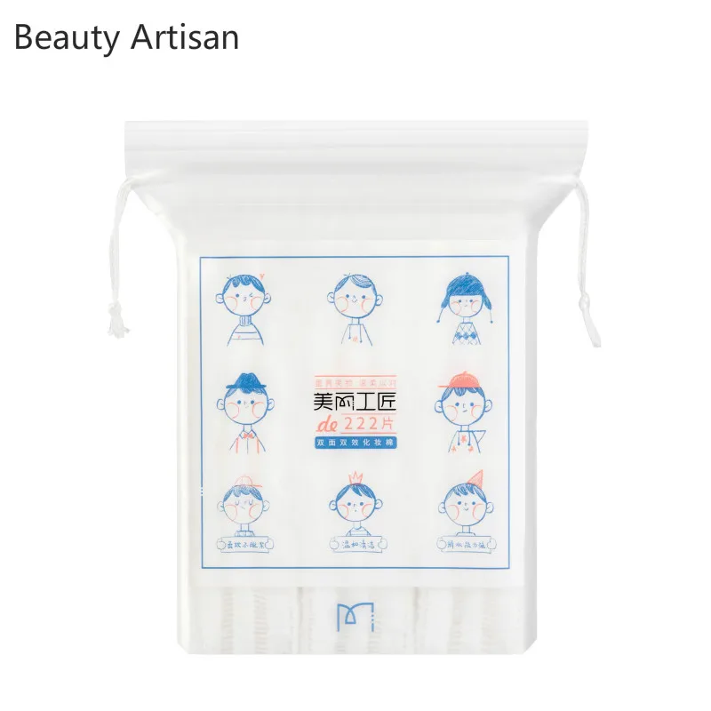 

222pcs / bag Childlike illustration Double-sided 3-layer cotton Face cleansing Cleansing Makeup Remover Cleansing cotton