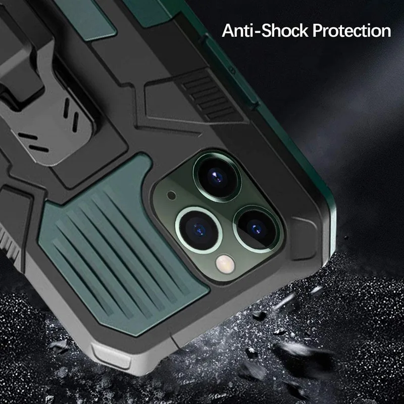Rugged Hybrid Armor Magnetic Bracket Case with Belt Clip and Shockproof Cover