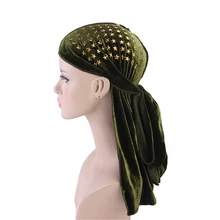 Doo Rags пляжная кепка золотые звезды с длинным хвостом декоративная плюшевая/Золотая Бархатная Кепка тюрбан головная повязка бандана головные уборы одежда Горячая