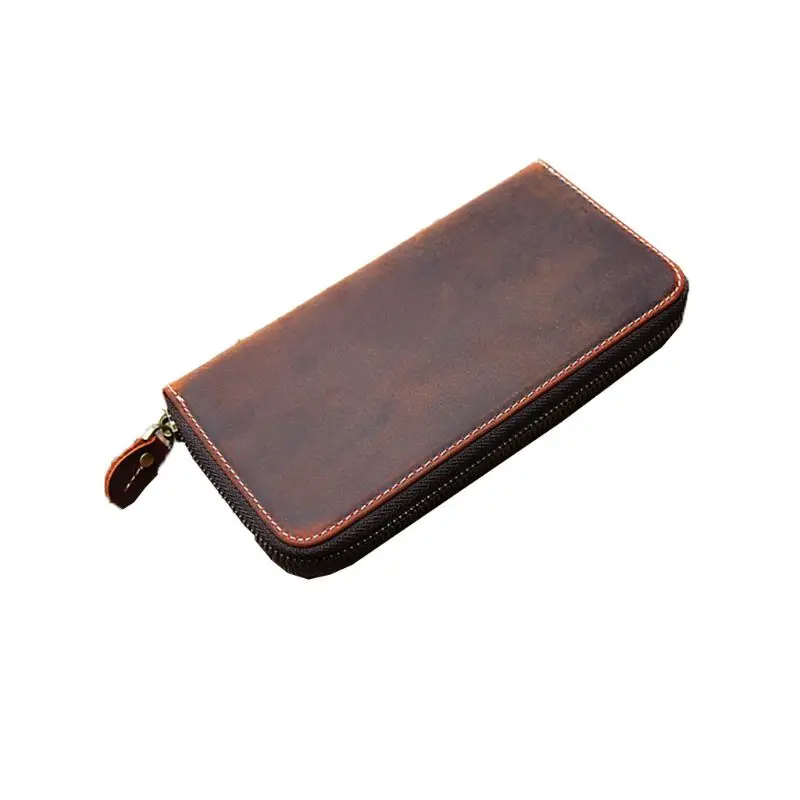 7 High Quality Men's Leather Wallet ID Card Holder Business Long Clutch Billfold Money Purse Zipper Bag - Цвет: 7