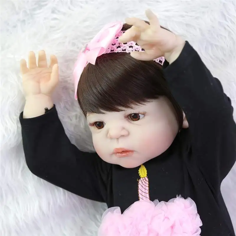 KEIUMI реалистичные 23 дюймовые куклы Reborn Girl Alive, полностью силиконовые куклы для тела 57 см, реалистичные куклы для новорожденных Bonecas, детские куклы для детей, подарок