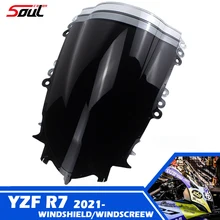Motorcycle Sport Windshield Visor Black Windscreen Fits For YAMAHA YZF R7 2021 2022 YZF-R7 21-22 Double Bubble