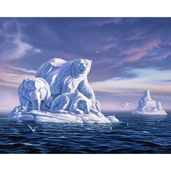 

DIY Painting By Numbers Icebergs Bear Kit Oil Picture By Numbers Landscape Wall Art Painting on Canvas Home Decoration Gift