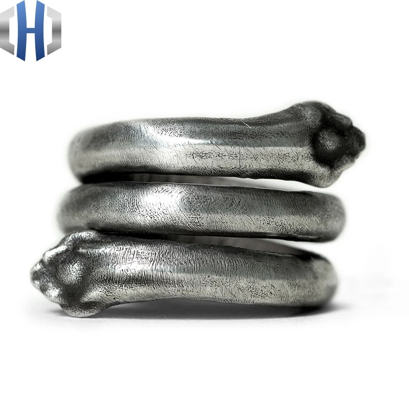 Оригинальный дизайн ручная работа серебряное двуглавое кольцо в виде змеи 925