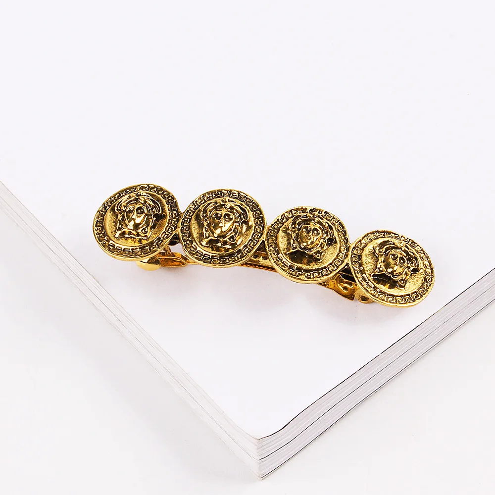 Ancient 4 coins Новинка Медуза портрет Панк Золотая монета заколки для волос для женщин аксессуары для волос Элегантные шпильки заколки Тиара Joyas - Цвет: Ancient 4 coins