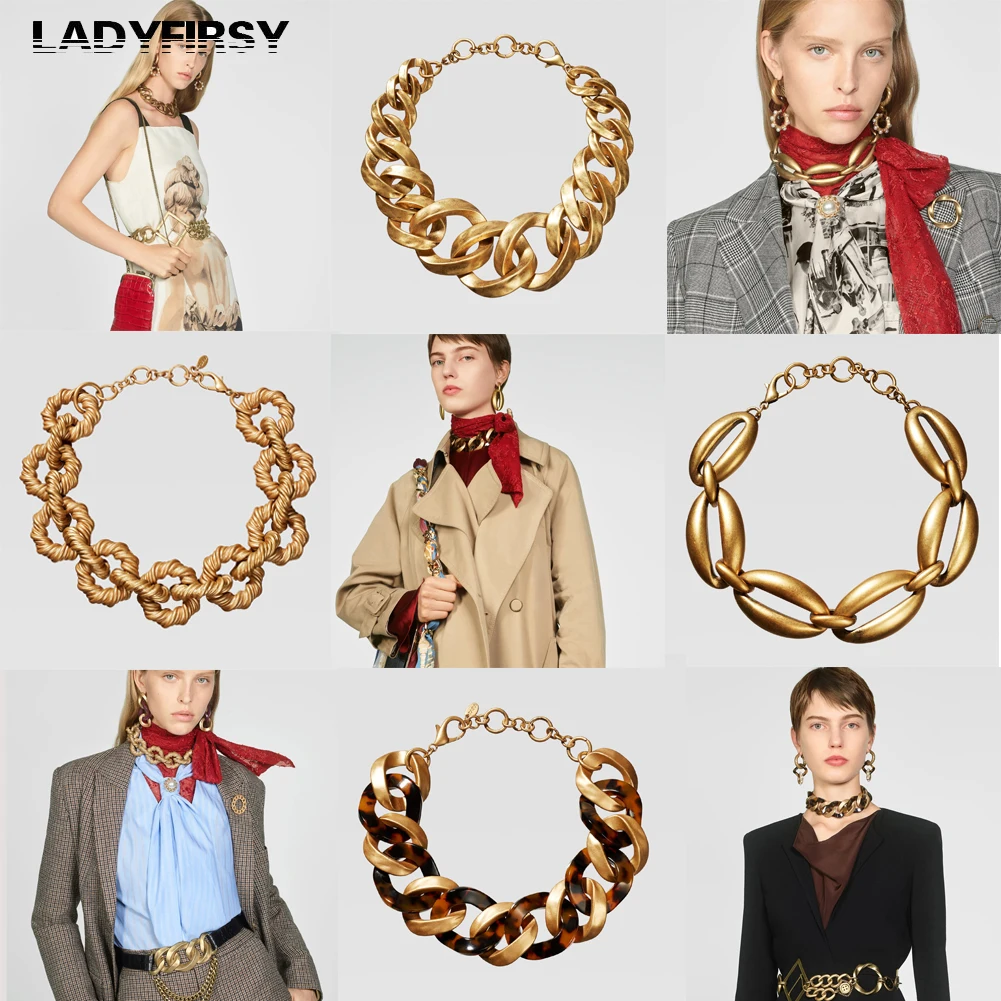 Ladyfirsy, винтажное металлическое ожерелье ZA s, модное круглое колье с пряжкой, рождественские персонализированные подарки для друзей, ожерелье в стиле панк из смолы