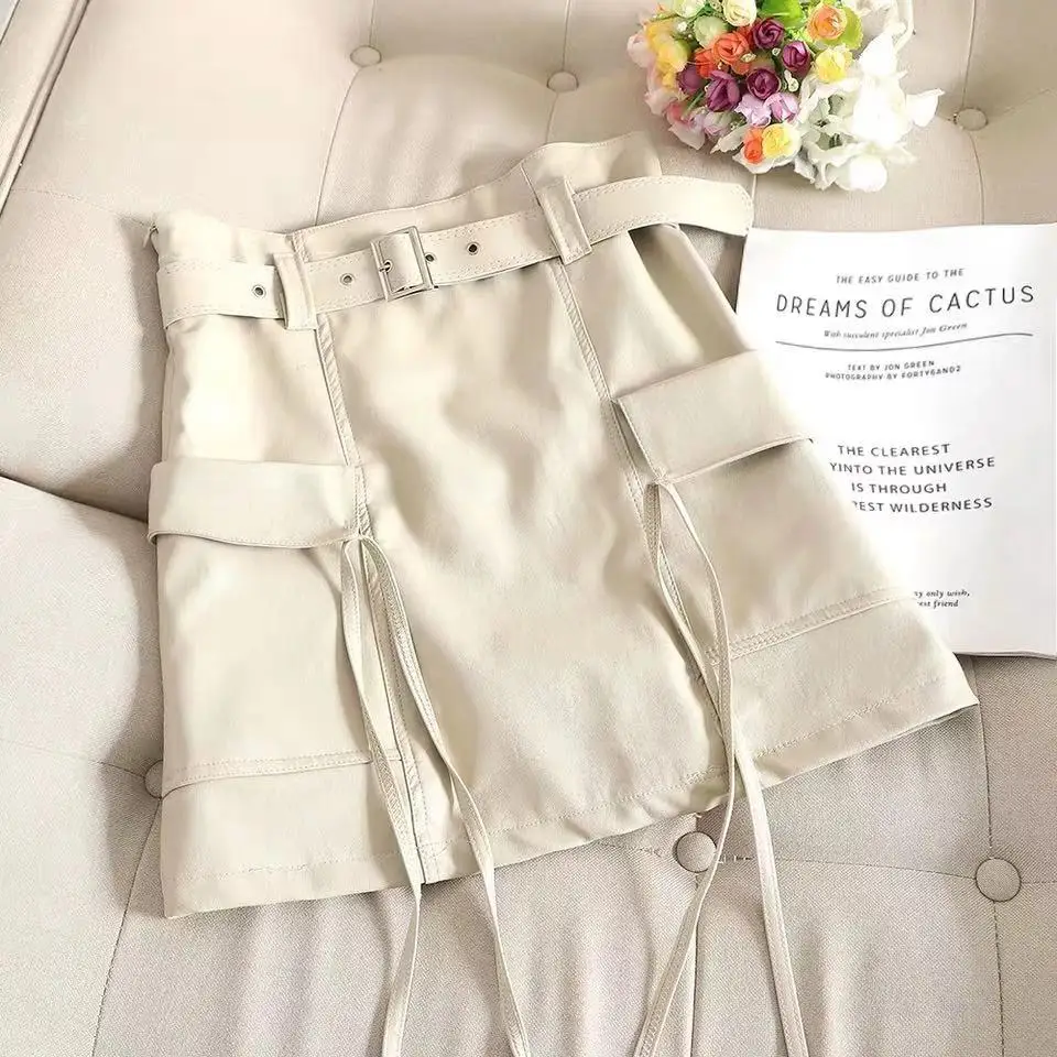 Женская Корейская версия, женская супер-популярная юбка, женская мода, Ретро стиль, облегающая бедра, полиуретановая юбка, однотонный пояс, высокая талия, юбка, Новинка