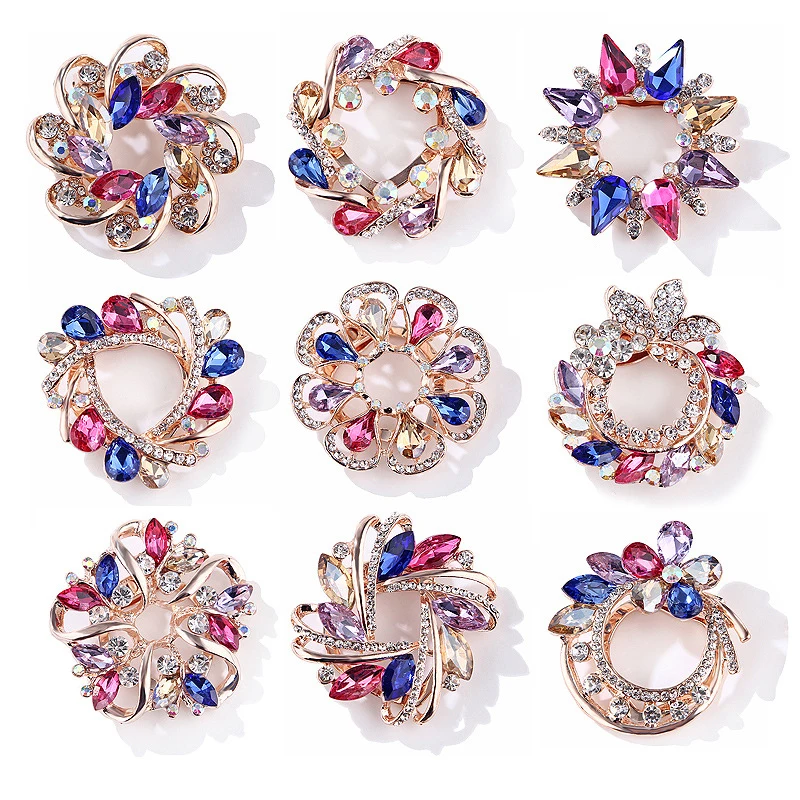 2019 Jewelry Gift Wreath Brooch Rhinestone Multicolor Brooches