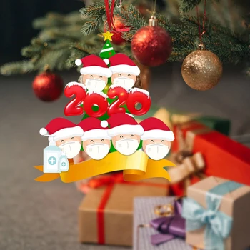 

2020 Quarantine Christmas Party Decoration Gift Santa Claus With Mask Personalized Hanging Ornament Pandemic -social Distancing