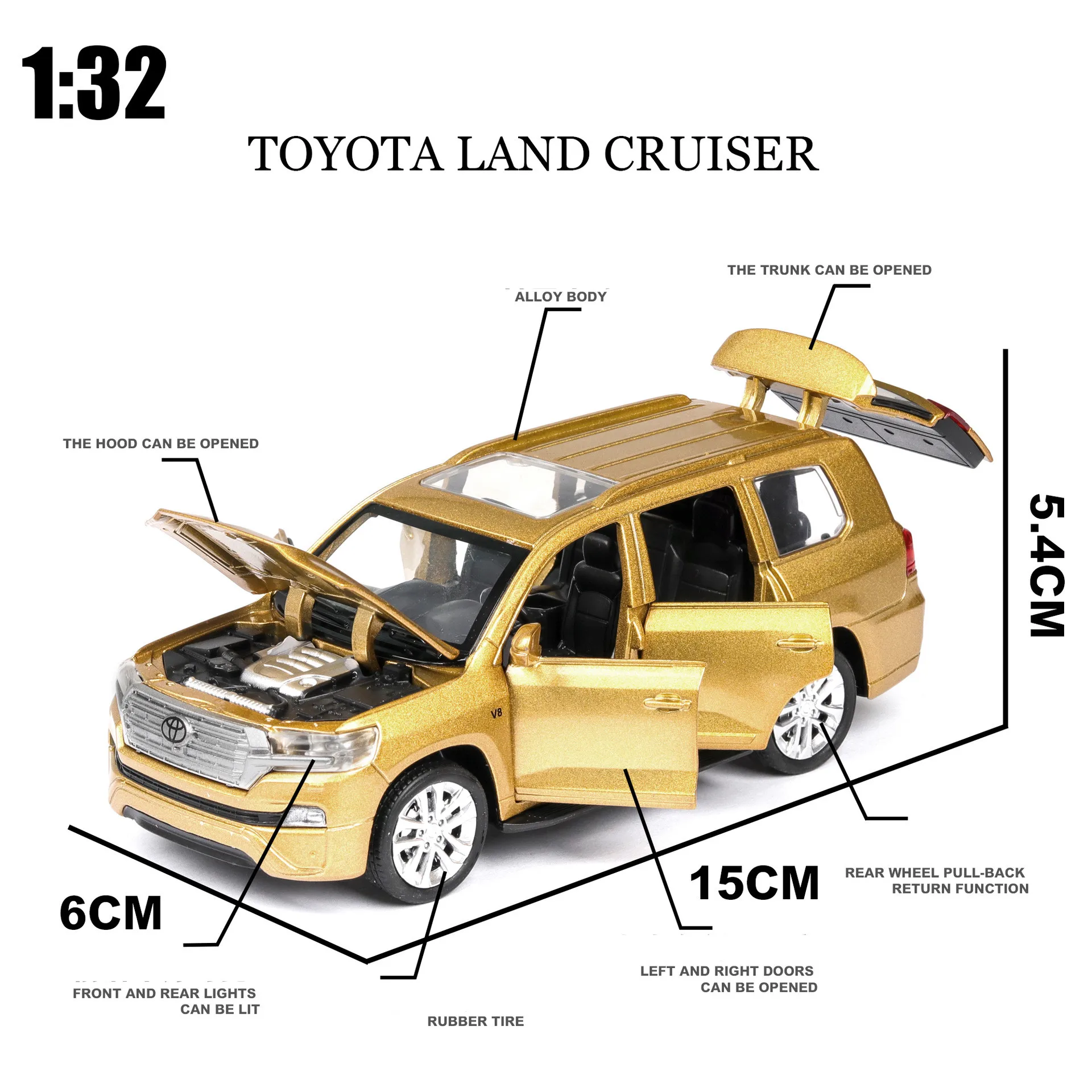 Высокое качество 1:32 Toyota Land Cruiser модель сплава моделирование литья под давлением