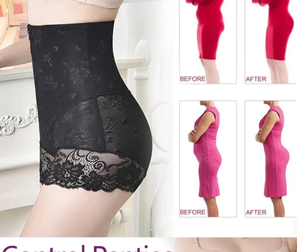 Sexy Lace Shapers Women Zipper High Waist Trainer Belly Control Body Shaper Panties Belt Control Underwear Slimming Shapewear strapless shapewear