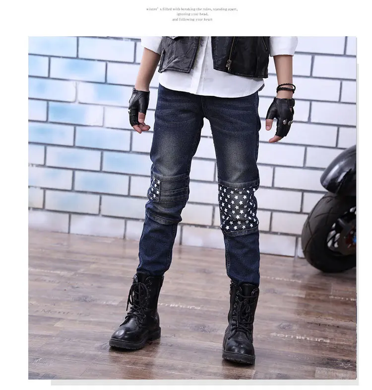 Spring And Autumn New Style Childrenswear Crawler Middle And Large Boys Trousers Slim Fit Elasticity Jeans Trousers Sub-Kor