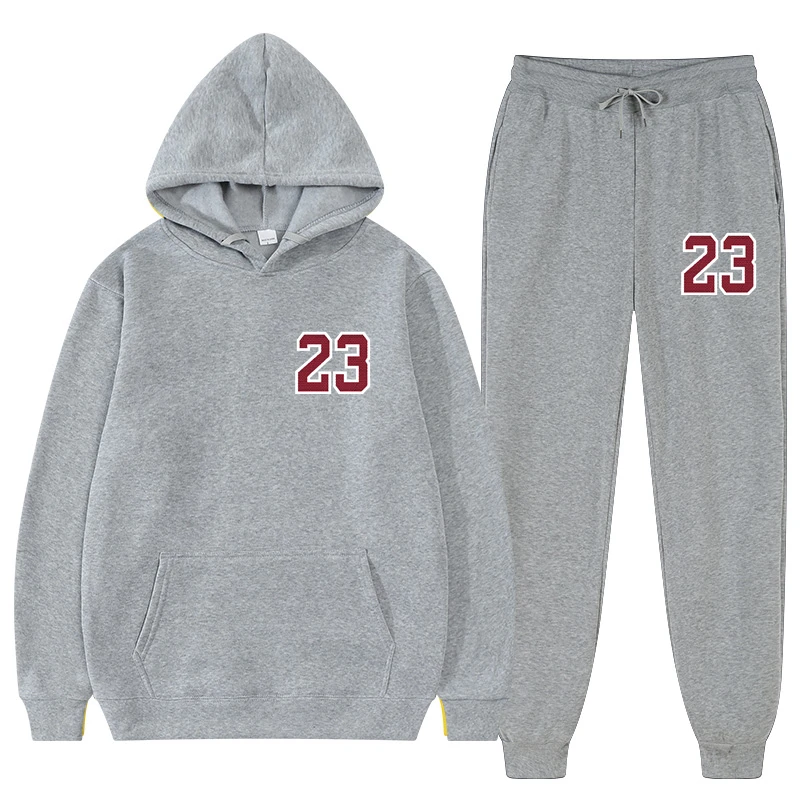 2 Pieces Set Men‘s Suits Solid Sets Women Sweatshirts Sweatpants Fashion Tracksuit Hoodies Spring Autumn Fleece Hooded_voghion.com