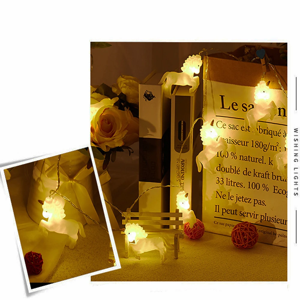 DC4.5V 1.5M 3M LED Unicorn String Lights Battery Case For Indoor Room Birthday Party Wedding Christmas Day Decoration Lantern