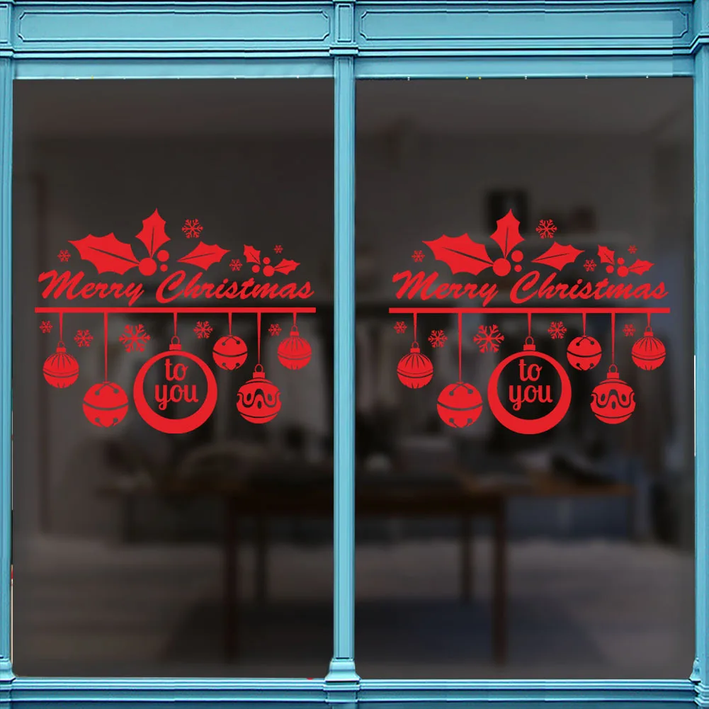 Christmas Wall Stickers Large Shop Shopping Mall Clothing Coffee Glass chu chuang tie Snowflake Snowman Decorative Stickers