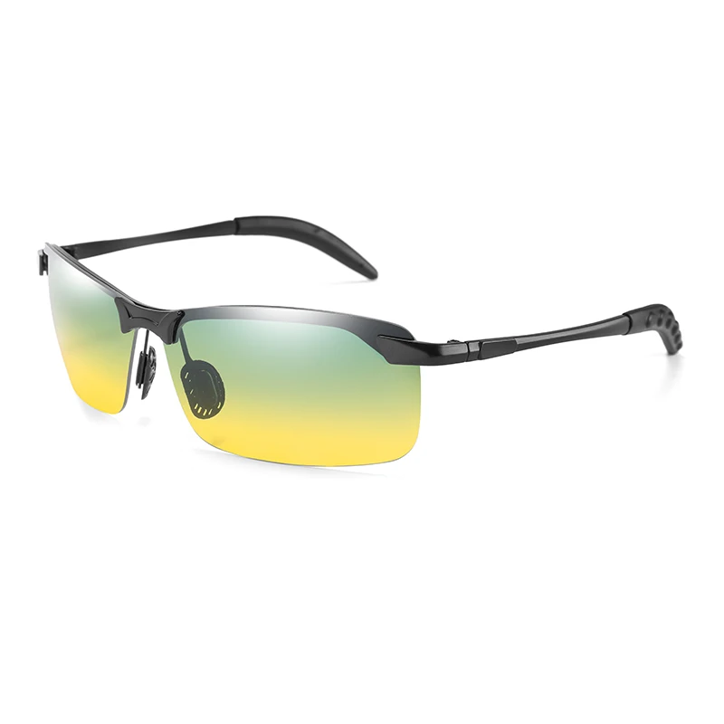 Black Yellow Green Longkeperer поляризованный фотохромный солнцезащитные очки для мужчин изменение цвета солнцезащитные очки День ночного видения вождения очки мужские безграничные гафы - Цвет линз: Black Yellow Green