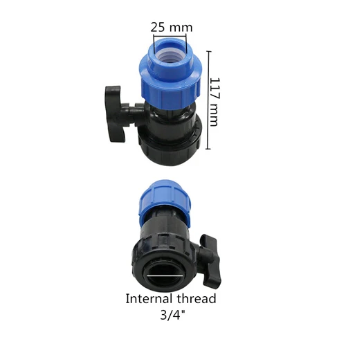 black with blue 20 мм до 1/" /25 мм до 3/4"/32 мм до " внутренняя резьба трубы клапан трубка для полива сада водостопорные разъемы переключатель управления водой - Цвет: black with blue
