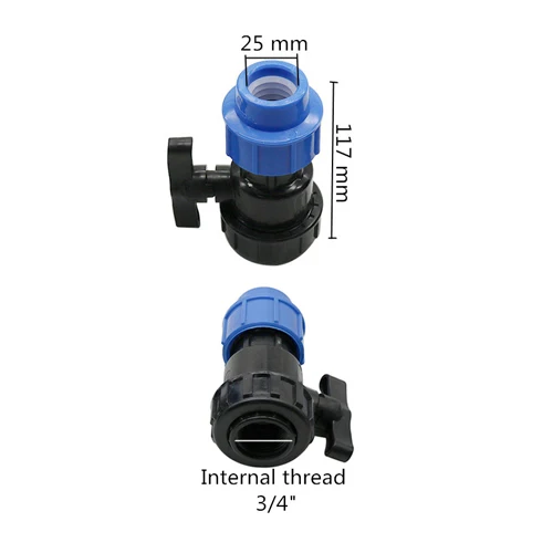 20 мм до 1/" /25 мм до 3/4"/32 мм до " внутренняя резьба трубы клапан трубка для полива сада водостопорные разъемы переключатель управления водой - Цвет: black with blue