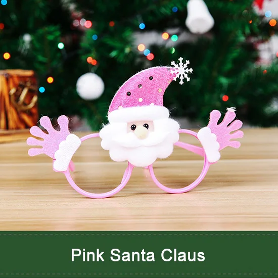 Pink santa claus Милые Рождественские солнцезащитные очки, рамка с мультиузором, Санта-Клаус, снеговик, медведь, лось, новогоднее Рождественское украшение, подарок для детей - Цвет: Pink santa claus