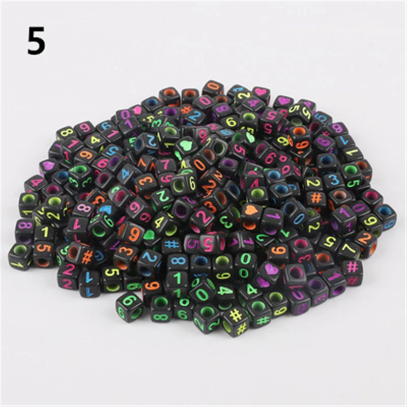 100pc Mixed English Letter Acrylic Beads Flat Squar Alphabet Number Beads for Charms Bracelet Necklace For Jewelry Making DIY - Цвет: 5