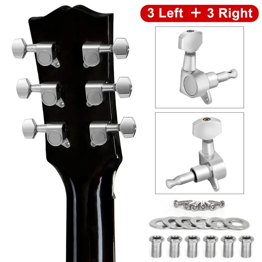 

Kmise Acoustic Guitar Tuning Pegs Tuner Machine Heads Knobs Chrome 18:1 Metal Closed 10mm Tuner Hole Guitar Parts