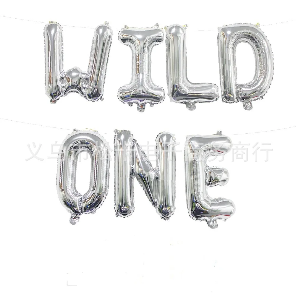 16-дюймовый Шпилька и надписью «Wild ONE» шар в форме буквы комбо для 1-летнего год возраст рождения декоративный шарик для детей на день рождения