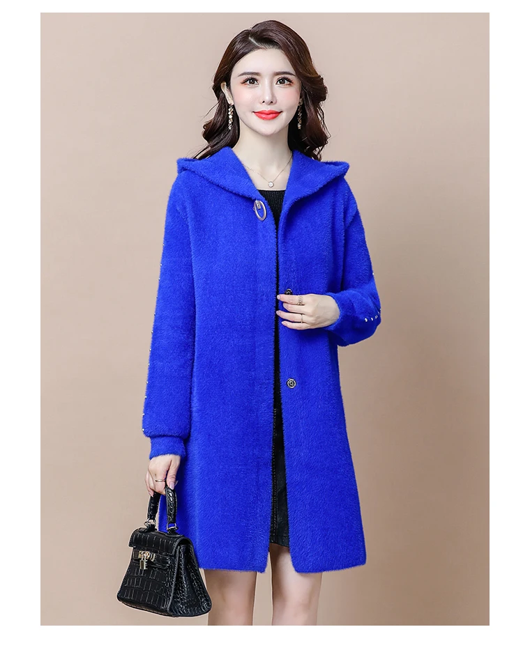 HANZANGL размера плюс M-4XL женское меховое пальто Норковое меховое пальто зимнее Модное теплое шерстяное пальто с капюшоном длинное пальто Одежда для мам