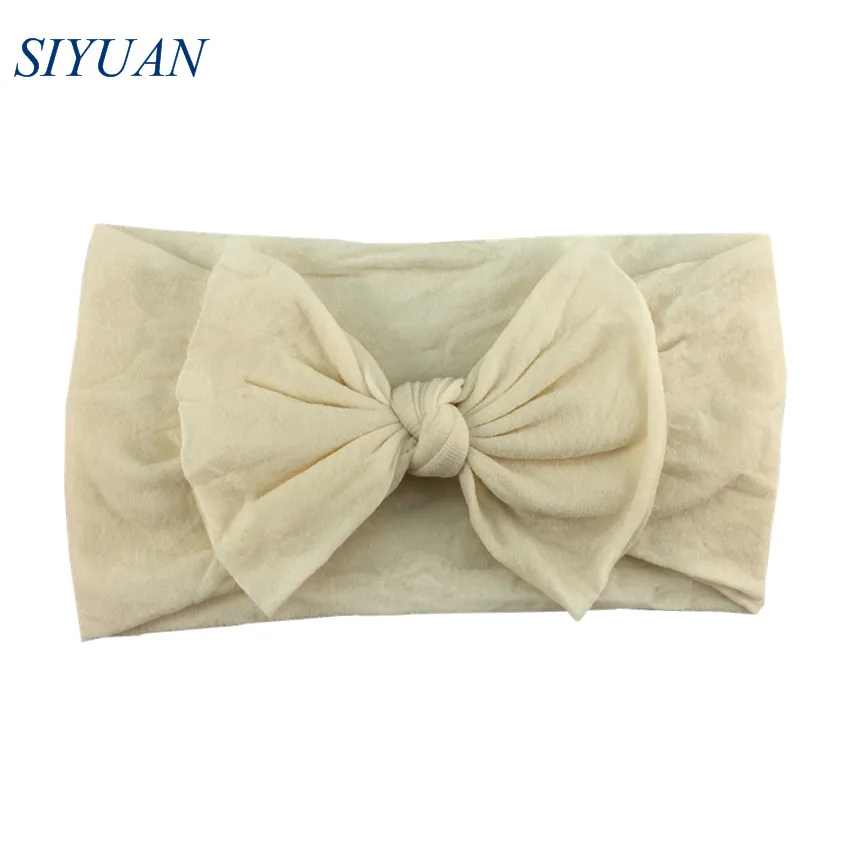 3-ivory 21 шт./лот, модный головной убор, широкая эластичная мягкая нейлоновая повязка на голову с бантом для волос 4,5 дюйма, головной убор для детей, аксессуары для волос HB106 - Цвет: 3-ivory