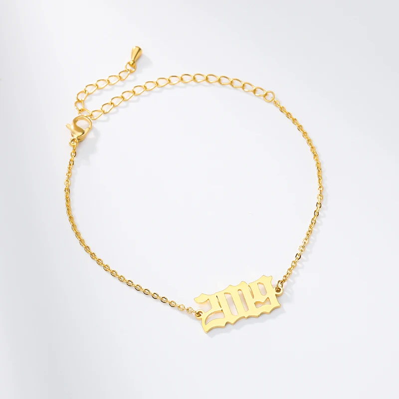 Древний стиль 1990- год рождения браслет Femme нержавеющая сталь звено цепи Старый Английский браслеты ювелирные изделия аксессуары Mujer