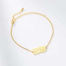 Древний стиль 1990- год рождения браслет Femme нержавеющая сталь звено цепи Старый Английский браслеты ювелирные изделия аксессуары Mujer