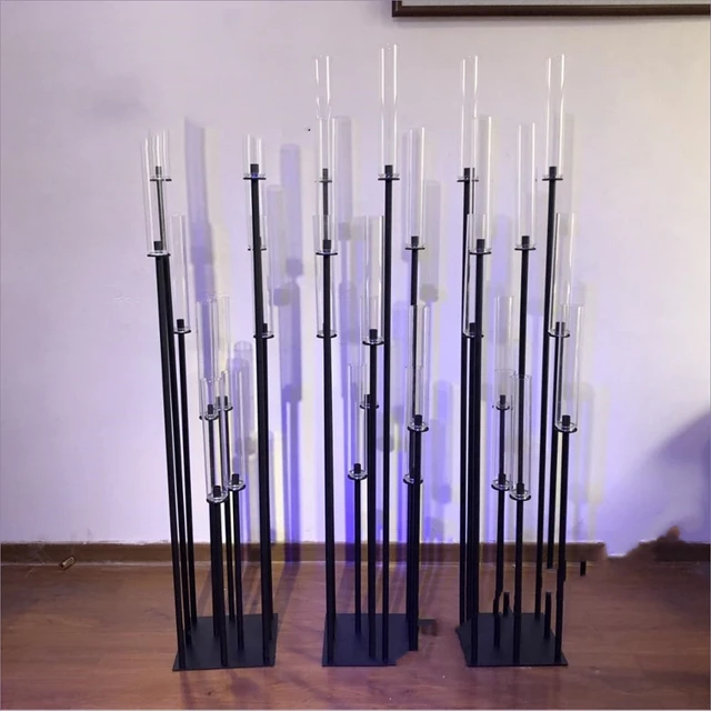 

10pcs)8 heads Candle Holders mental candelabra Taper Tall Pillar Wedding Centerpieces Acrylic Candelabra For Wedding Table154
