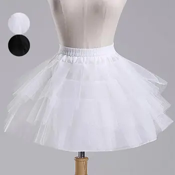 

Fashion Girls Princess Skirt Solid Color Elastic Waist Bridesmaid Wedding 4 Layer Underskirt Girl Tutu Mesh Skirts S55