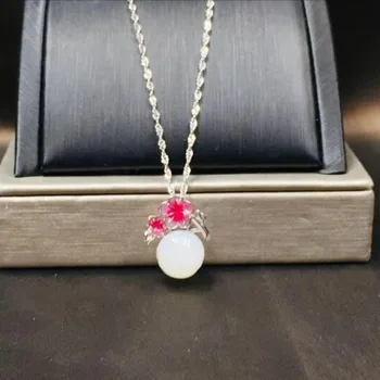 

Natural 925 Silver Hetian Jade S925 Lotus Bud Amulet Yu-xin-yuan Lucky Amulet Pendant For Women Jewelry