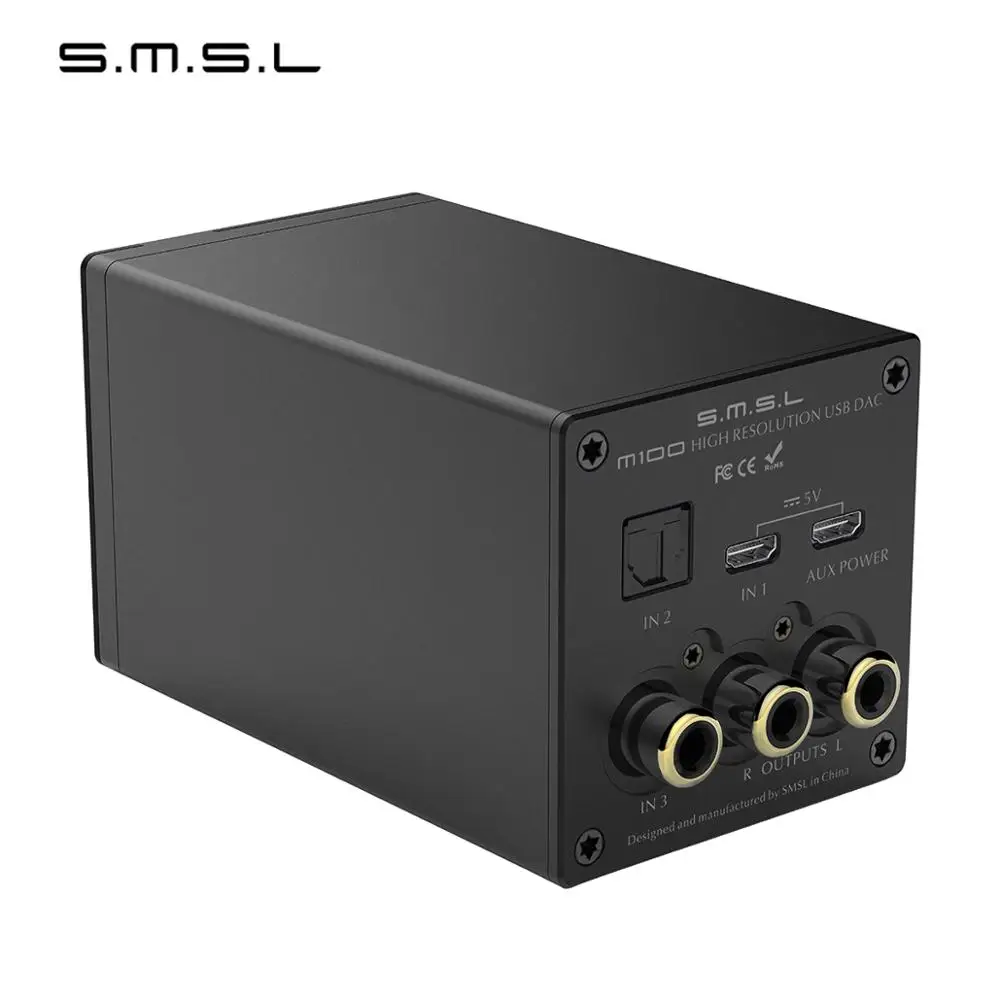 SMSL M100 цифровой DAC Amp AK4452 декодер DSD512 USB DAC аудио усилитель 32 бит/768 кГц 106dB Оптический(SPDIF) Алюминиевый Настольный