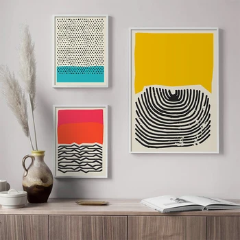 

Multicolored Abstract Geometric Wall Art Canvas Painting Modern Wavy Line Picture Posters Prints Gallery Kids Kitchen Home Decor