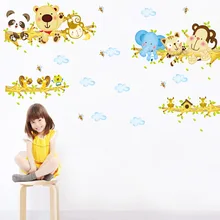 Детская комната с героями мультфильмов внешней торговли наклейки на стену, Диван ТВ фон декоративная наклейка бумага друзья животных ABC1009
