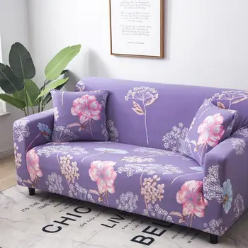 

Purple Flower Sofa Stretch Covers Sectional Stretch Slipcovers Living Room Couch Cover Shape Armchair Single/Two/Three/Four Seat
