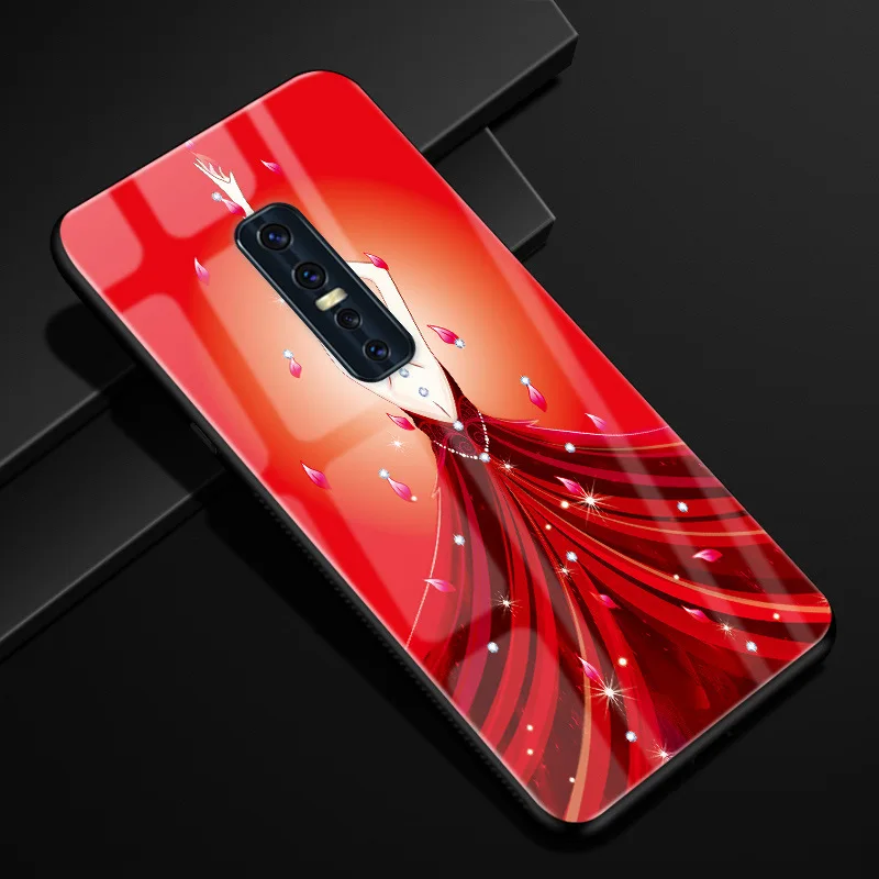 35 ДЛЯ Vivo V17 Pro Чехол PC Пластиковый стеклянный чехол для телефона черный ТПУ бампер чехол для Vivo V17 Pro 1909 V17Pro ЧЕХОЛ ДЛЯ Vivo V 17 Pro - Цвет: 35