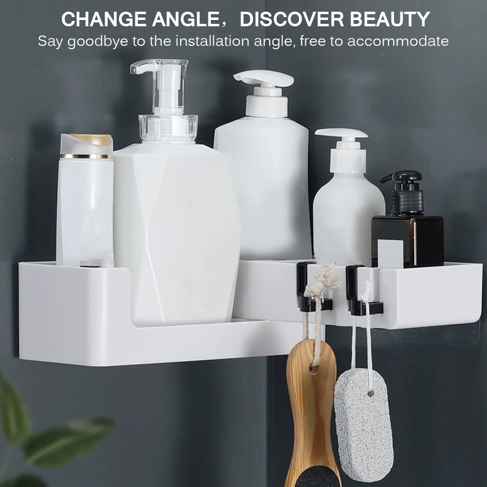 Вращающаяся полка-органайзер для ванной комнаты с 4 крючками настенное крепление