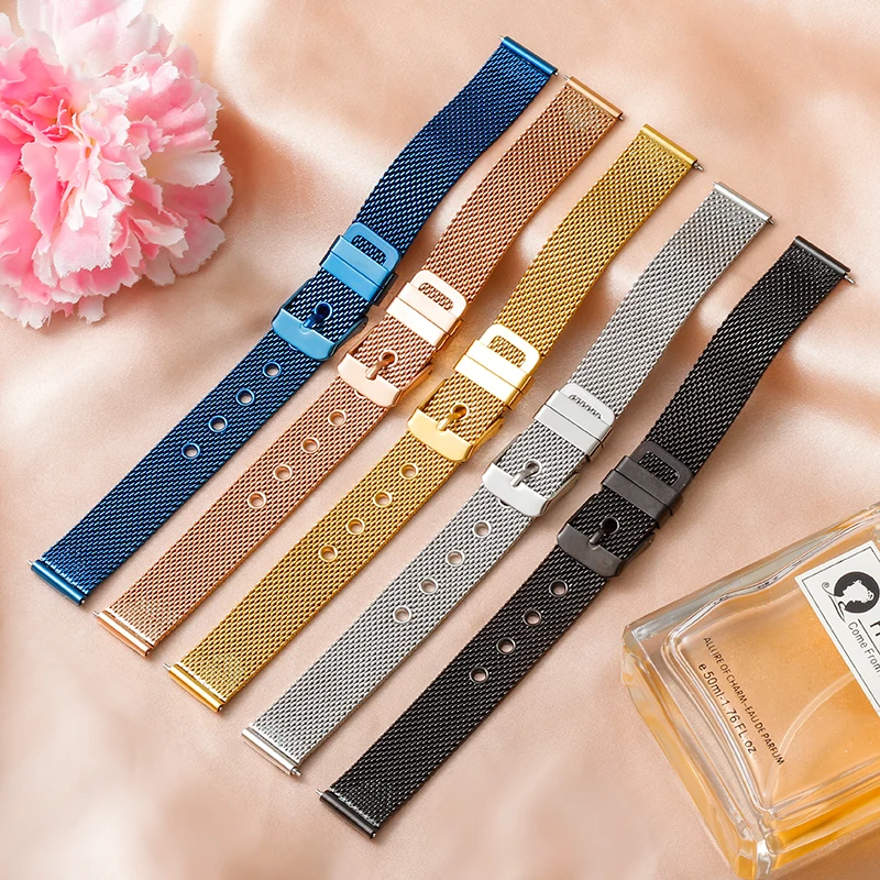 

watchbands Quick Release Watch band Wristband 10mm 12mm 14mm 16mm 18mm 20mm 22mm Stainless Steel Milanese Band