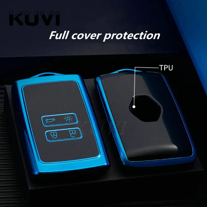 NEW TPU Car Key Case Full Cover For Renault Koleos Kadjar Megane Talisman Captur Espace Clio 2016-2019 4 Button Accessories