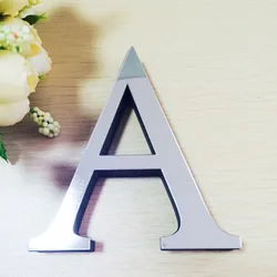 Gold 3D Mirror Acrylic Alphabet Stickers for Wall Art and Home Decor (Silver)