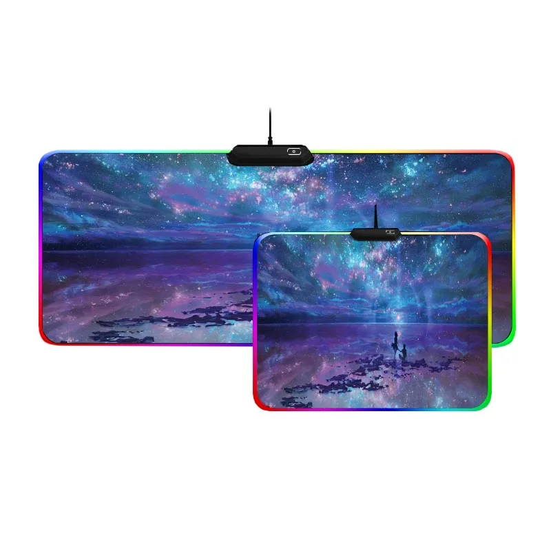 Mairuige RGB Аниме Коврик для мыши девушка с крутым светящимся светодиодный цветной замок резиновая Толстая сетка юбка USB мигающий компьютерная клавиатура Коврик
