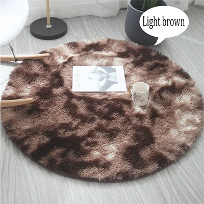 Light brown Градиент пушистый круглый ковры для Декор в гостиную из искусственного меха ковер в детской комнате с плюшевым ворсом внутри s Спальня мохнатые - Цвет: Light brown