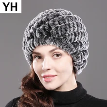 Зимняя шапка для русской зимы из натурального меха, женская вязаная шапка ручной работы из натурального кролика Рекс, меховые шапочки, теплые мягкие шапки из меха кролика рекс