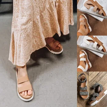 

Women's Casual flat sandals Summer Breathable Open Toe Adujustable Strap High Heel Sandal 2020 2020